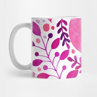 Pink and purple watercolor leaves Mug